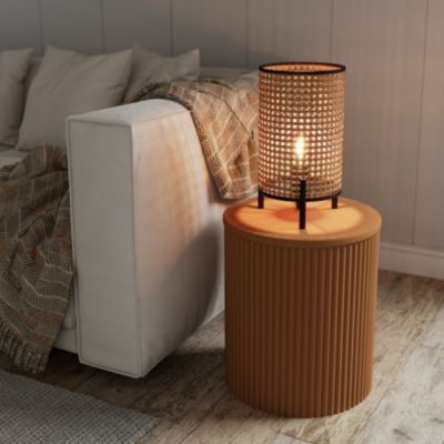Lampe à poser en rotin E27 Ø20 x H.37cm 25W GoodHome Tonkin