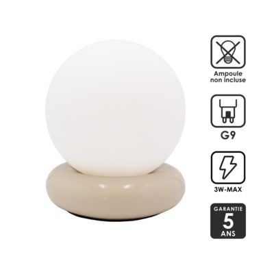 Lampe à poser en verre et céramique blanc cassé Ø15 cm G9 3 W Jumell Dono