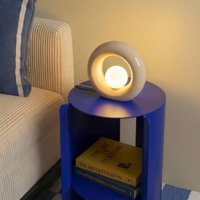 Lampe à poser en verre et céramique blanc cassé H.20 cm G9 3 W Jumell Pupo