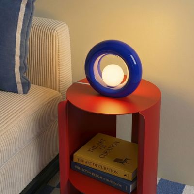 Lampe à poser en verre et céramique bleu H.20 cm G9 3 W Jumell Pupo