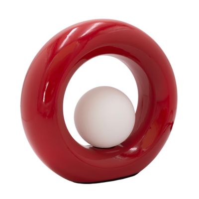 Lampe à poser en verre et céramique rouge H.20 cm G9 3 W Jumell Pupo