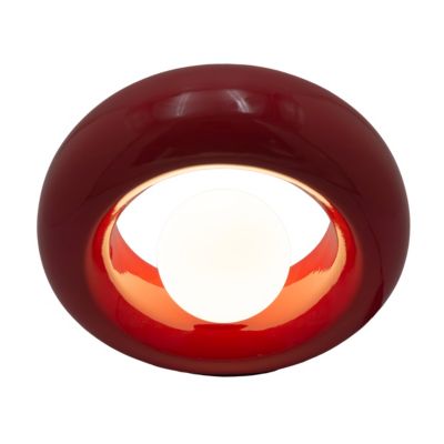 Lampe à poser en verre et céramique rouge H.20 cm G9 3 W Jumell Pupo