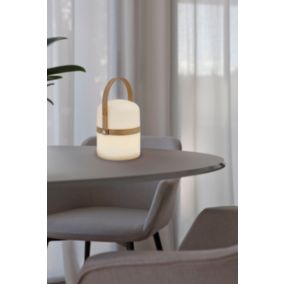 Lampe à poser LED intégrée sans fil mat blanc variable 2,5W IP44 l.14,5W H.26,5 cm