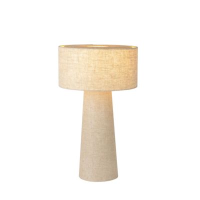 Lampe à poser Leeroy en lin beige taupe IP20 E27 240W Ø30 x H.50cm Lucide