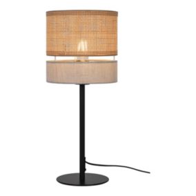 Lampe à poser lin métal et rotin E27 Ø20 x H.47 cm 25W GoodHome Conebill