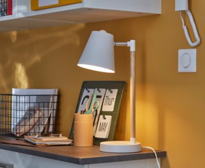 Lampe à poser Mulanje E14 IP20 blanc bois