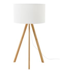 Lampe à poser Petronia en bambou E14 5W ⌀33 x H.55cm GoodHome