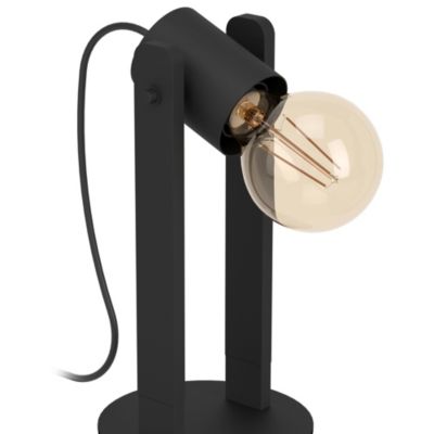 Lampe à poser Plimsoll 40W IP20 acier et bois Eglo L.10,5 x H.25,5 cm