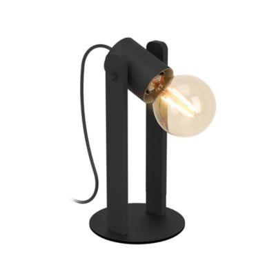 Lampe à poser Plimsoll 40W IP20 acier et bois Eglo L.10,5 x H.25,5 cm