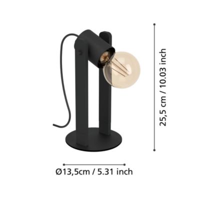 Lampe à poser Plimsoll 40W IP20 acier et bois Eglo L.10,5 x H.25,5 cm