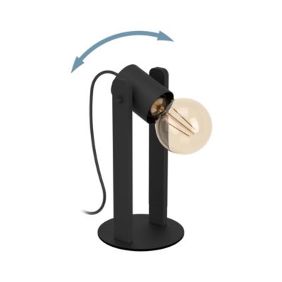 Lampe à poser Plimsoll 40W IP20 acier et bois Eglo L.10,5 x H.25,5 cm