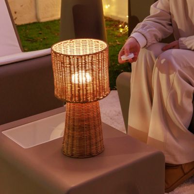 Lampe à poser rechargable en fibres tressées H.38 cm IP54 Newgarden Grace40
