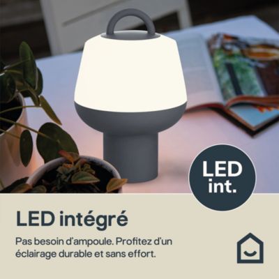 Lampe à poser rechargeable LED extérieure grise 2,5 W 250 lm USB IP54, GoodHome Kisatchie