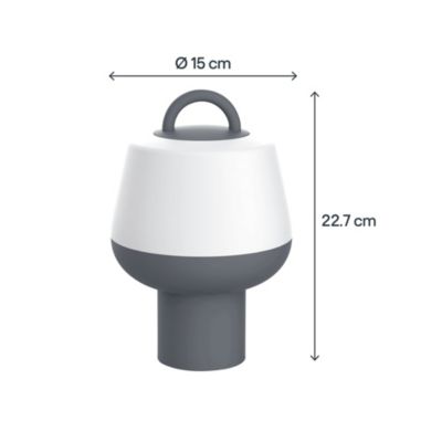 Lampe à poser rechargeable LED extérieure grise 2,5 W 250 lm USB IP54, GoodHome Kisatchie