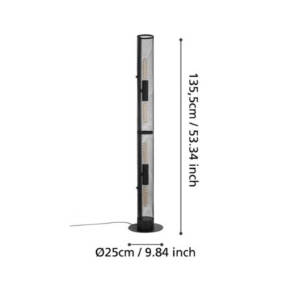 Lampe à poser Redcliff 40W IP20 acier noir Eglo L.135,5 x H.12 cm
