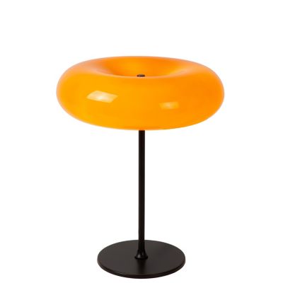 Lampe à poser Sentino pied métal noir, abat-jour en verre orange IP20 G9 3x5W Ø30 x H.37cm Lucide