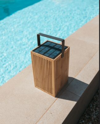 Lampe à poser solaire en bambou Okinawa rechargeable, dimmable IP54 H.31cm Newgarden