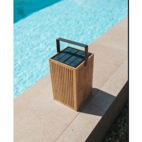 Lampe à poser solaire en bambou Okinawa rechargeable, dimmable IP54 H.31cm Newgarden