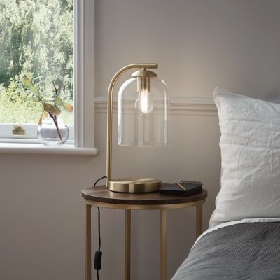 Lampe intérieure laiton, doré et verre