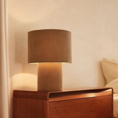 Lampe à poser Tony velours cotelé beige câble tissu noir IP20 E27 25W Ø23 x H.30cm Brilliant