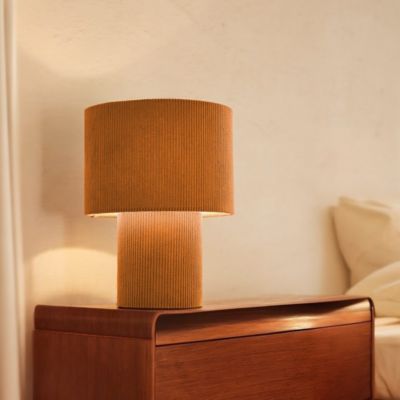 Lampe à poser Tony velours cotelé jaune moutarde câble tissu noir IP20 E27 25W Ø23 x H.30cm Brilliant