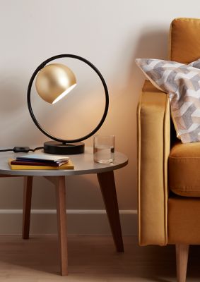 Lampe à poser Toroba E14 IP20 or et noir