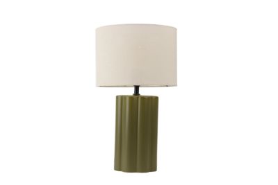 Lampe à poser vert kaki en céramique H.48,5 cm E27 40W, Seynave Chani