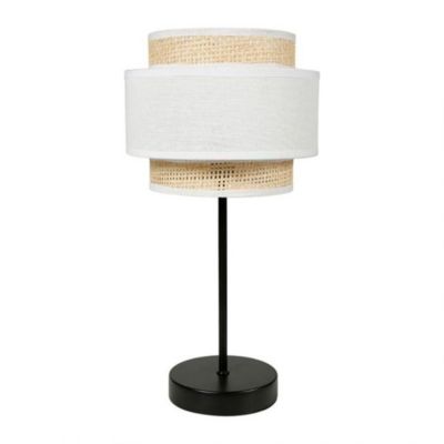 Lampe abat-jour papier rotin 3 niveaux blanc