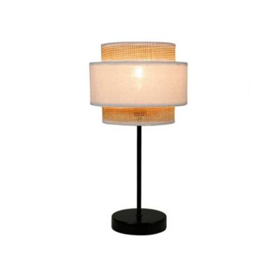 Lampe abat-jour papier rotin 3 niveaux blanc