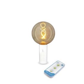 Lampe sans fil LED intégrée dimmable 5W Woody Lumisky bois blanc l.18 x H.  39 x P.18 x Ø 18 cm