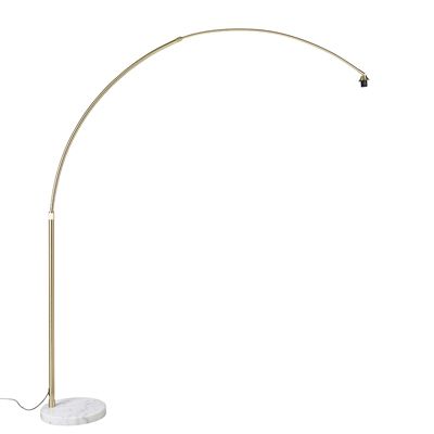 Lampe à arc en laiton avec base en marbre blanc réglable - XXL
