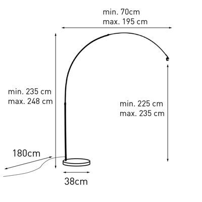Lampe à arc en laiton avec base en marbre blanc réglable - XXL
