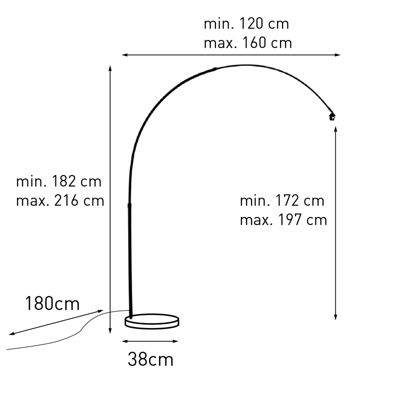 Lampe à arc moderne en acier réglable sans abat-jour