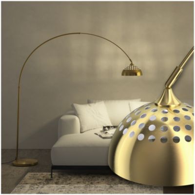 Lampe arquée sur pied style rétro des années 70 jaune or