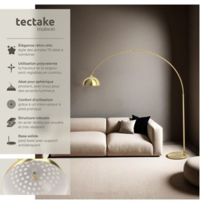 Lampe arquée sur pied style rétro des années 70 jaune or