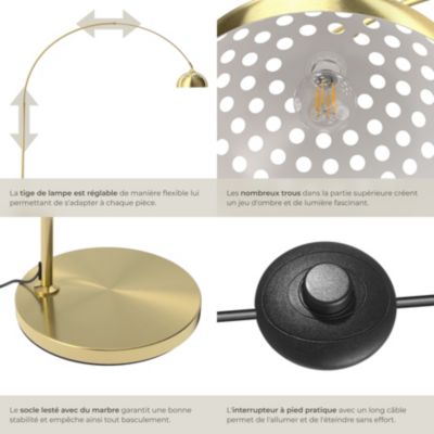 Lampe arquée sur pied style rétro des années 70 jaune or