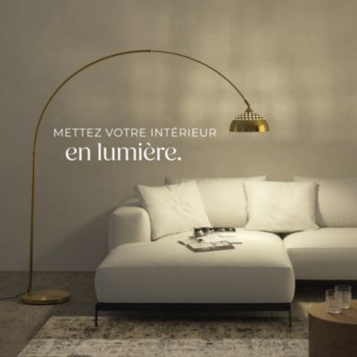 Lampe arquée sur pied style rétro des années 70 jaune or