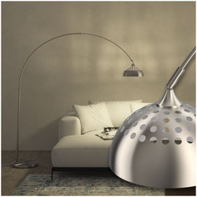 Lampe arquée sur pied style rétro des années 70 Nickel mat