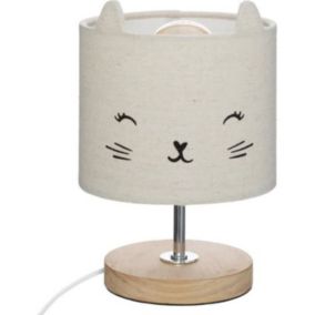 Lampe avec abat jour chat - Gris - 15 x 13,1 cm