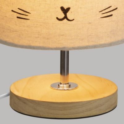 Lampe avec abat jour chat - Gris - 15 x 13,1 cm