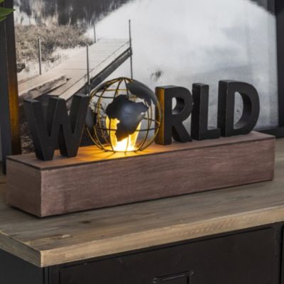 Lampe avec mot "WORLD" (L.38xP.15.5xH.10 cm - Noir)