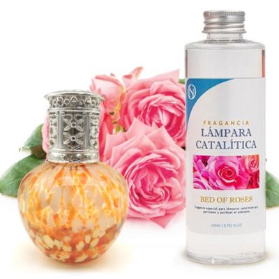 Lampe catalytique Drops Orange + Parfum Bed of Roses 500 ml - Élimine mauvaises odeurs, parfume et améliore la qualité de l'air