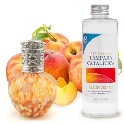 Lampe catalytique Drops Orange + Parfum Peach Velvet 500 ml - Élimine mauvaises odeurs, parfume et améliore la qualité de l'air