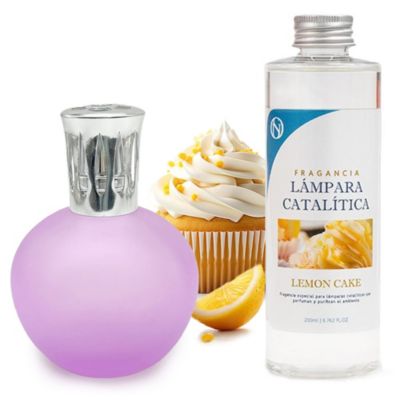 Lampe catalytique Fuchsia Mat + Parfum Lemon Cake 500 ml - Élimine les mauvaises odeurs, parfume et améliore la qualité de l'air