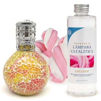 Lampe catalytique Mosaïque Bicolore + Parfum Lollipop 500 ml - Élimine mauvaises odeurs, parfume et améliore qualité de l'air