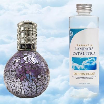 Lampe catalytique Mosaïque de minuit + Parfum Cotton Clean 500 ml - Élimine mauvaises odeurs, parfume et améliore qualité de l'air