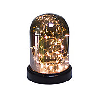Lampe cloche microled verre ambré H.20 cm