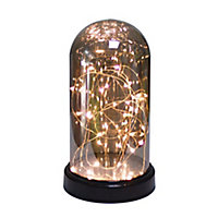 Lampe cloche microled verre ambré H.26 cm