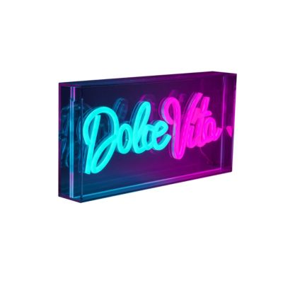 Lampe d'écriture LED 'Dolce Vita' Décoration pour l'intérieur 30 x 15 cm, en bleu et magenta-rouge