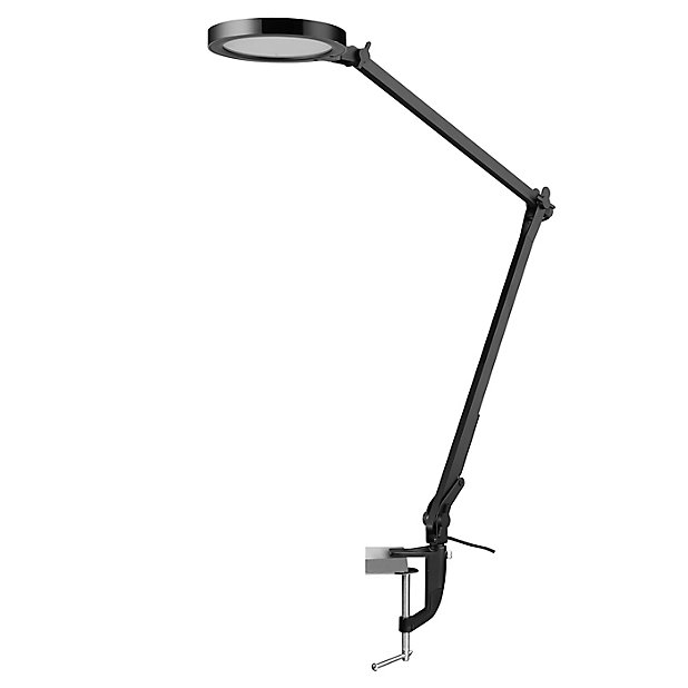 Lampe de bureau à pince LED intégrée Moxette 400lm IP20 13W GoodHome Noir